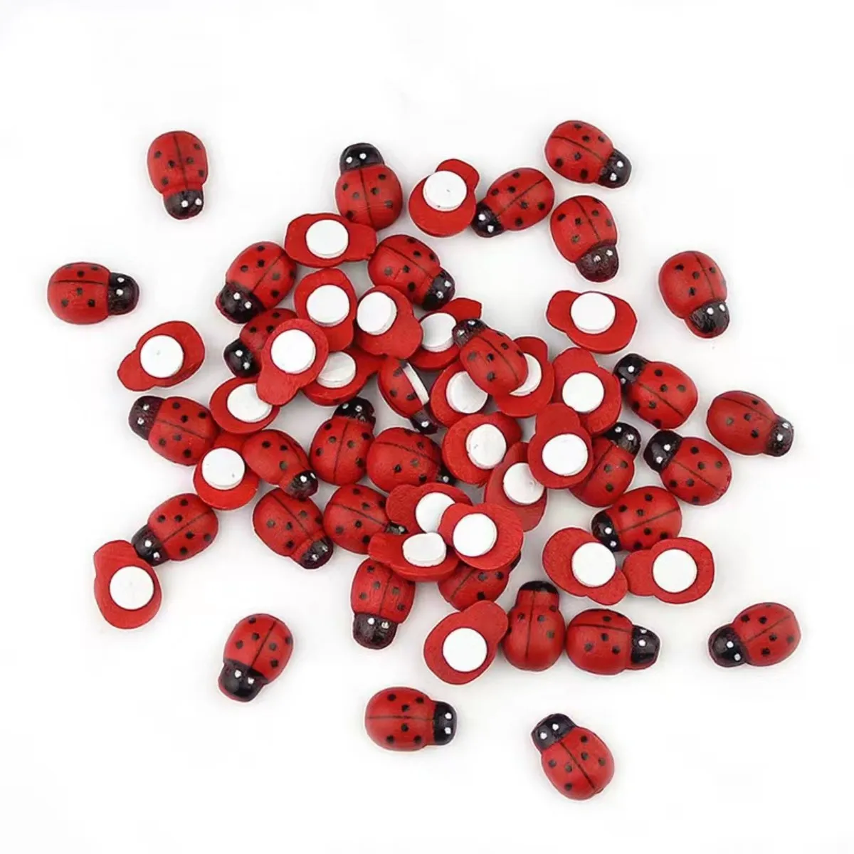 Self Adhesive Stickers 100pcs Wooden 9x13mm Ladybirds Bees Ladybug Self Adhesive Stickers DIY Easter Crafts Decoration For Scrapbooking Embellishments