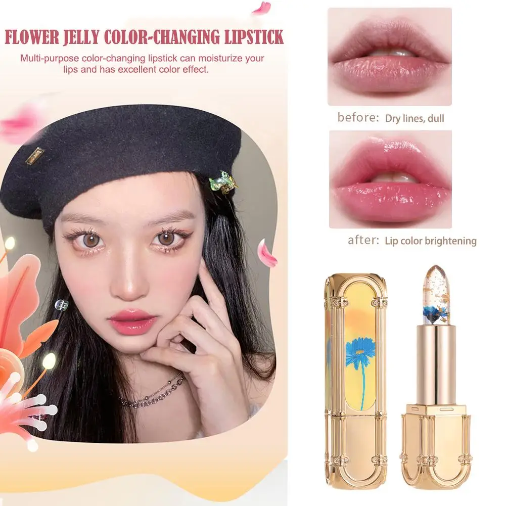 

New Temperature Color Changing Lipstick Crystal Clear Lip Flower Plumping Balm Hydrating Moisturizer Lipstick PH Jelly Lipg O3X7