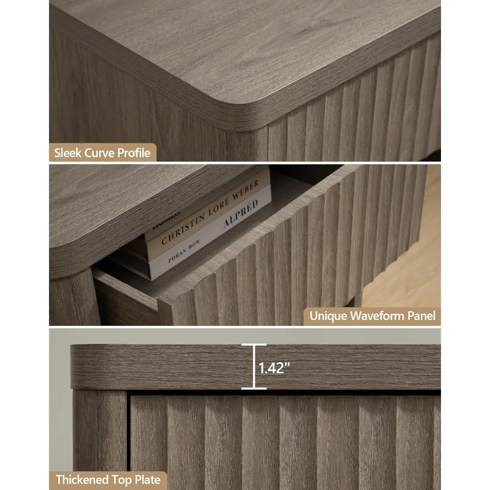 Nightstand with Drawer Storage Bed Side Table End Table Large Modern Wood Wide Bedside Stand Mid Century Night Stands