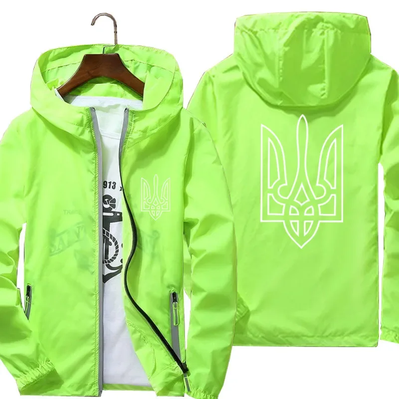 Casual Ukrainian Waterproof Hooded Men Thin Windbreaker Coat Jacket Unisex Zipper Pilot Jacket Fashion Unisex Clothing