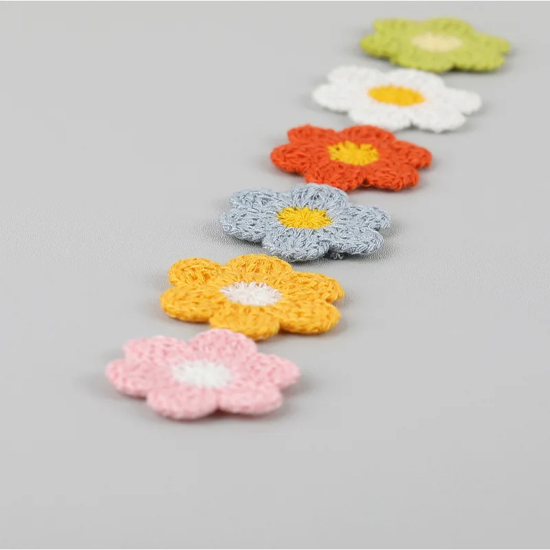 Floral Embroidered Knitted Patches - Decorative Fabric Stickers and Accessories (Set of 10)
