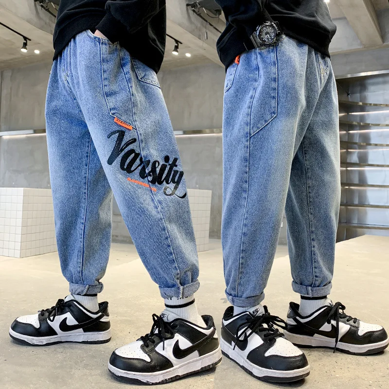 

Boys girl Jeans pants Excellent quality cotton New casual children Trousers Comfortable kids clothes Children 4-15 years old