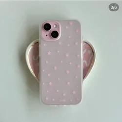 Pink Blue Wave Point Bow Design Cute Korea Phone Case - Y2K Fashion Advanced Cover - iPhone 12 Pro (Phone case A)