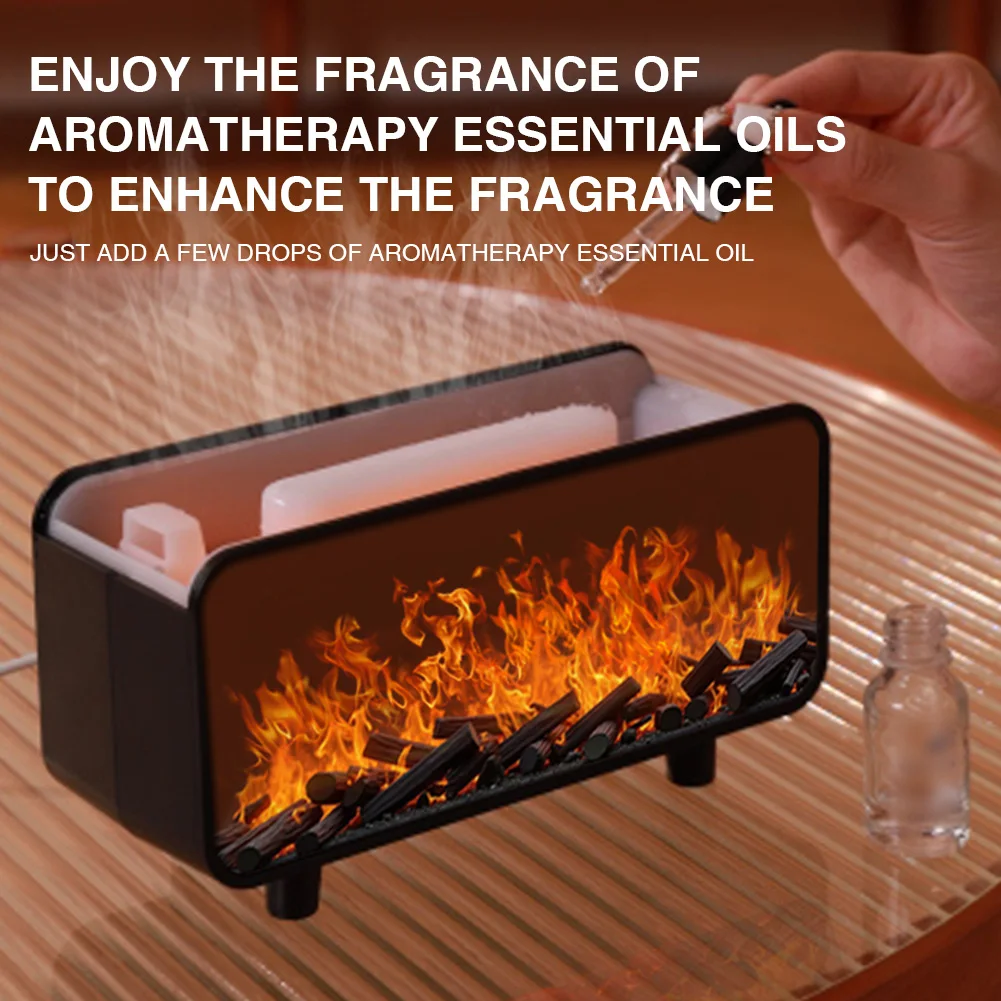 Creative Fireplace Air Humidifier Waterless Auto-Off Aroma Essential Oil Diffuser with 7-Color LED Light Remote Control for for