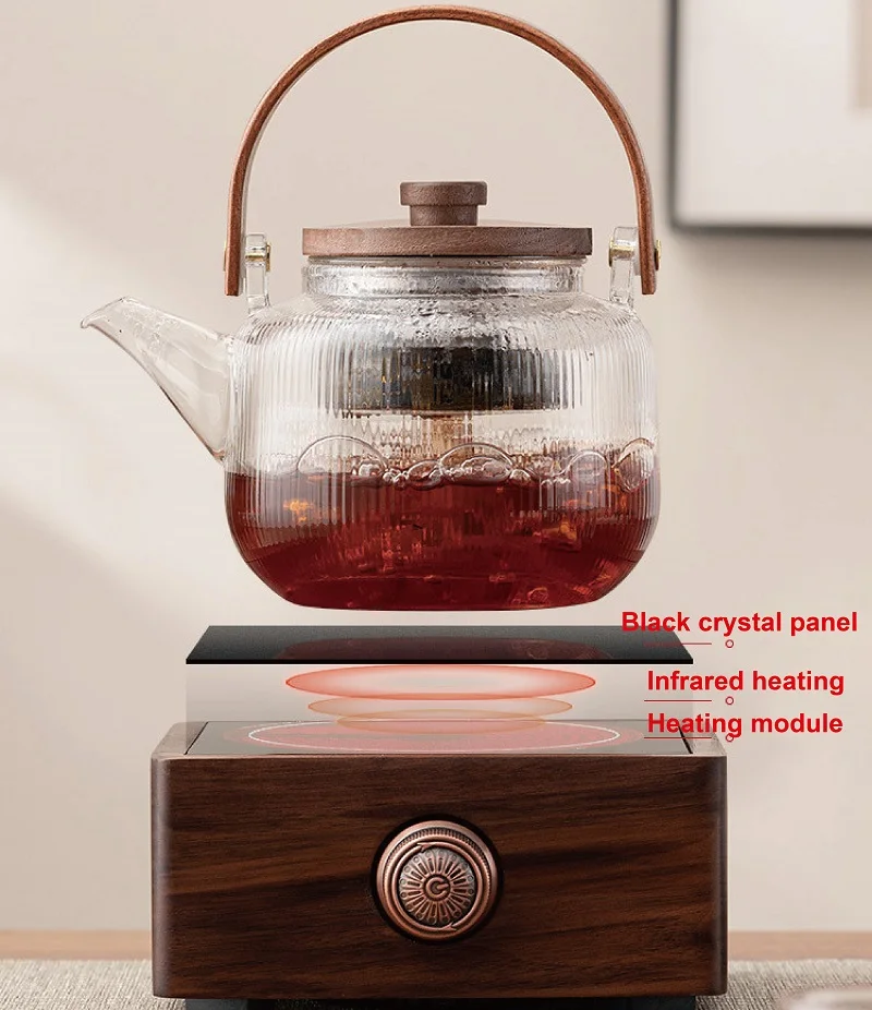 750W/1000W Electric Ceramic Stove Walnut Wood Home Tea Making Machine Coffee Hot Plates Multi-function Boiling Water Heater 220V 4