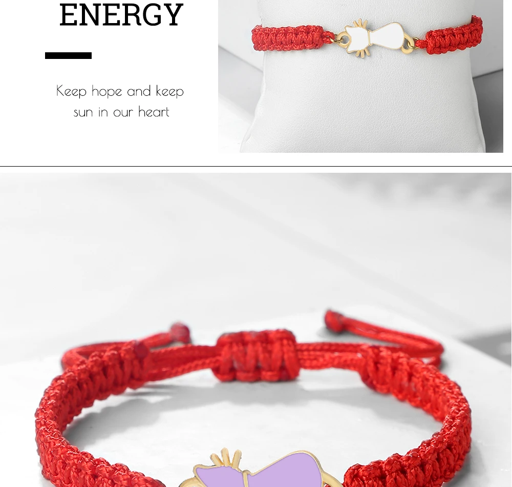Cute Cat Pendant Braided Bracelet Colorful String Couple Bangles Chain Handmade Yoga Healing Jewelry - PeticaDeals