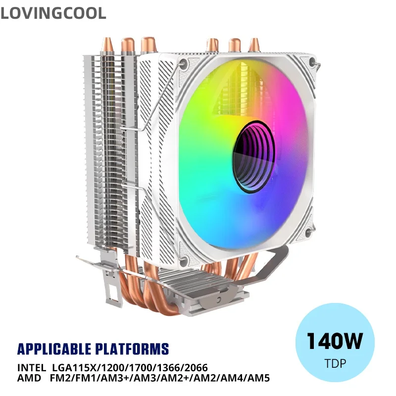 

LOVING COOL Desktop CPU Radiator 5V Argb 4 Heat Coppers Cooler 90MM Fans Colorful Light Effect Decr Protect Motherboard Cooling