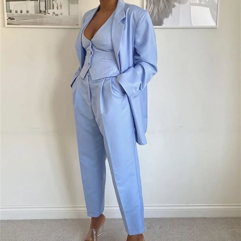 Women Suits Tailored Modern Vest Blazer Pants Party Prom Dinner Streetwear Coat 3 Pieces Suits Set