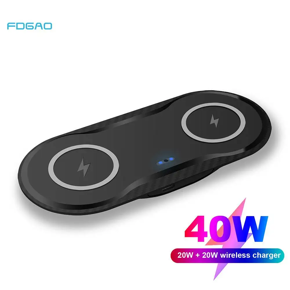 

40W 2 in 1 Fast Wireless Charger for iPhone 11 12 13 14Pro Max X 8 XR AirPods Pro Dual 20W Wireless Charging Pad for Samsung S22