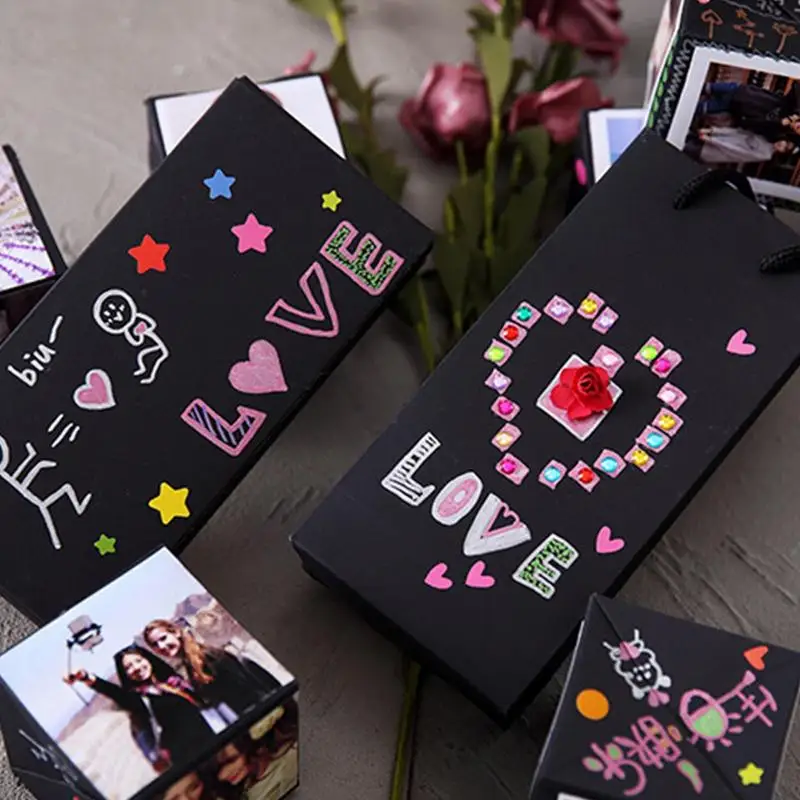 

Versatile Gift Boxes Versatile Black Gift Case DIY Bouncing Gift Containers Gift Wrap Bin For Wedding Party Supplies Birthday