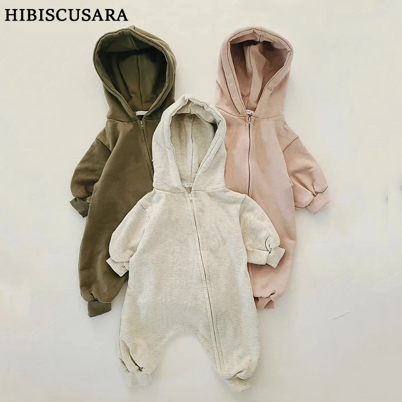 Organic Cotton Baby Romper Hooded Infant Autumn Spring Long Sleeve Jumpsuit Zipper Outwear Toddler Boys Girls baby rompers baby jumpsuit cotton jumpsuit baby clothing cotton onesies