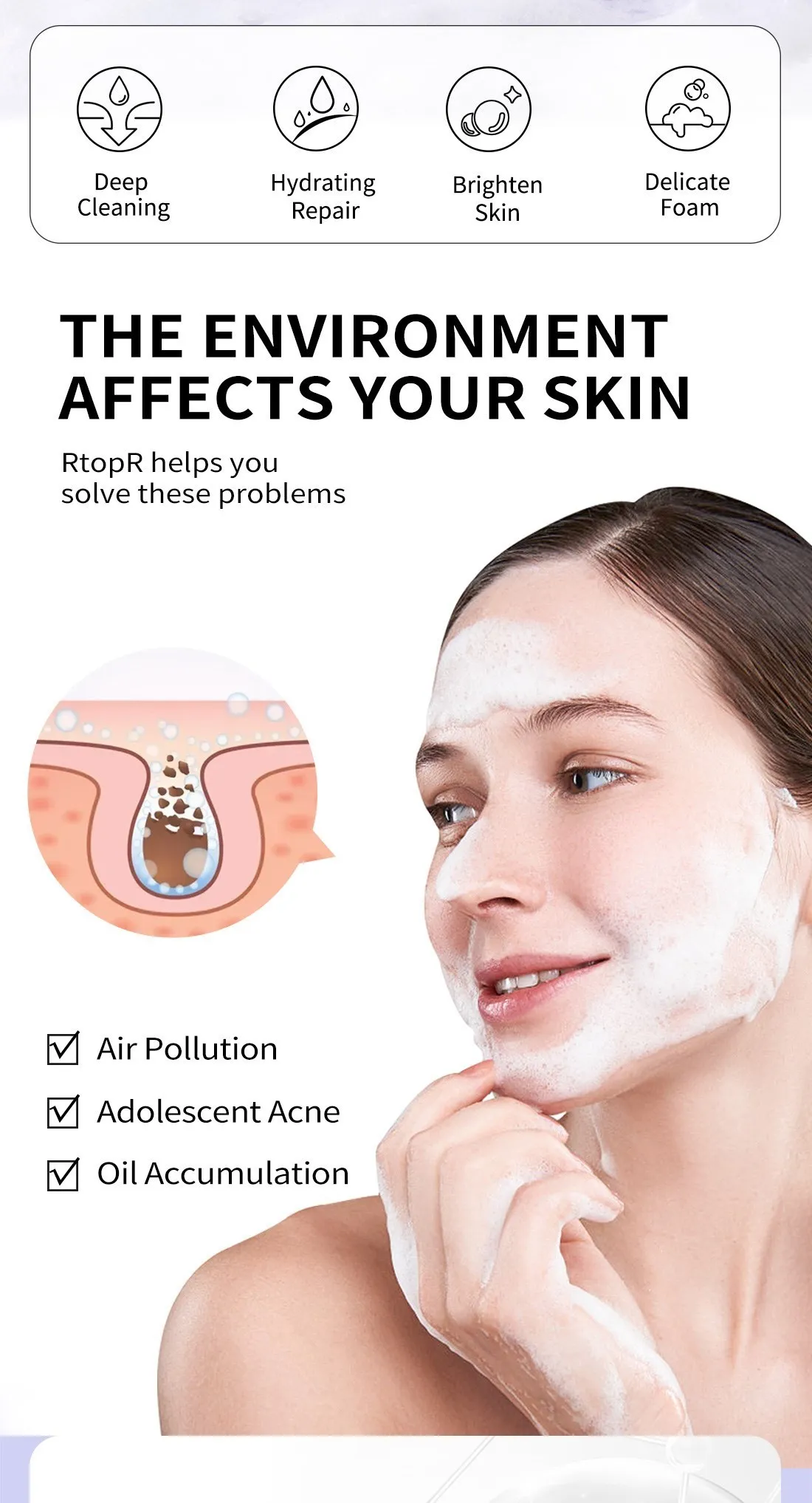 Κρέμα καθαρισμού προσώπου Λεύκανση και αποκατάσταση ακμής Λεύκανση δέρματος Φροντίδα προσώπου Απολέπιση Απομάκρυνση λαδιού Περιποίηση δέρματος για εφήβους Ομορφιά_voghion.com