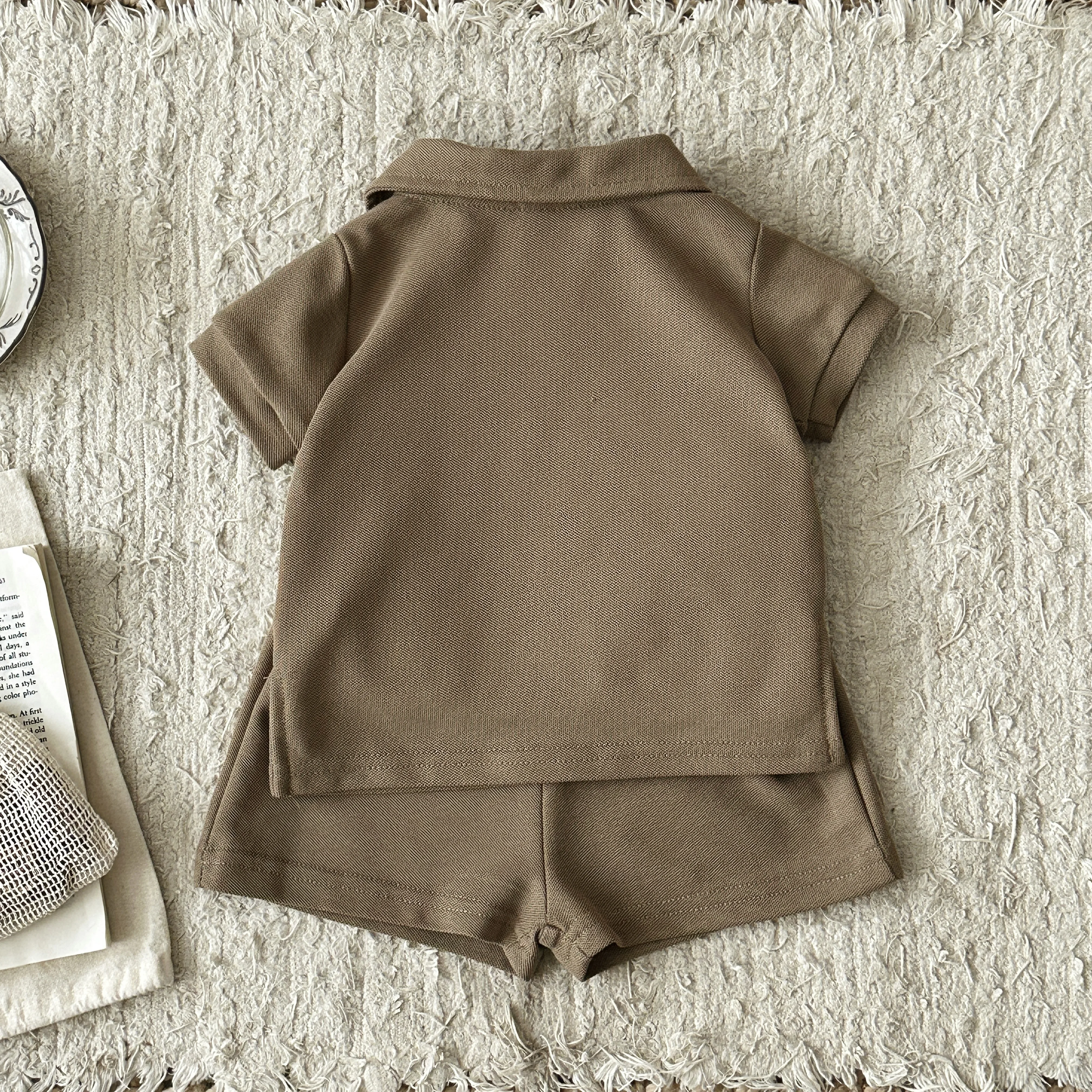 Sommer-Set für Babys, Jungen und Mädchen, atmungsaktiv, mit Revers, Kurzarm-Shorts, zweiteiliges Set, Baby-Set im lässigen Stil, 0–3 Jahre – Detail 5
