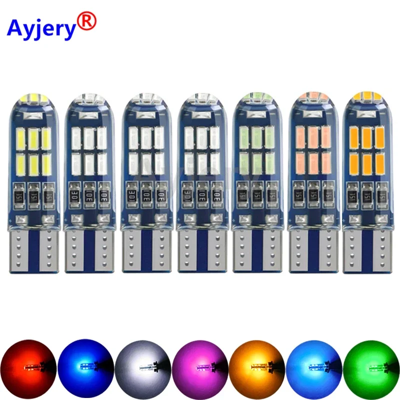 

AYJERY 50PCS T10 W5W 194 Car LED Bulbs 12V 4014 15 SMD White Silicone Auto Trunk Lights Parking Light Interior Dome Reading Lamp