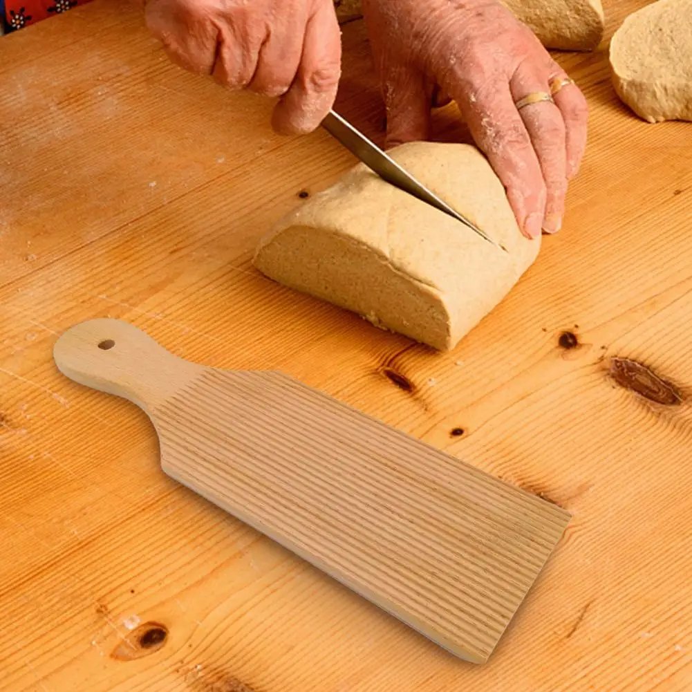 Durable Pasta Board Wood Butter Table Convenient Deeper Grooves Homemade Gnocchi Paddle
