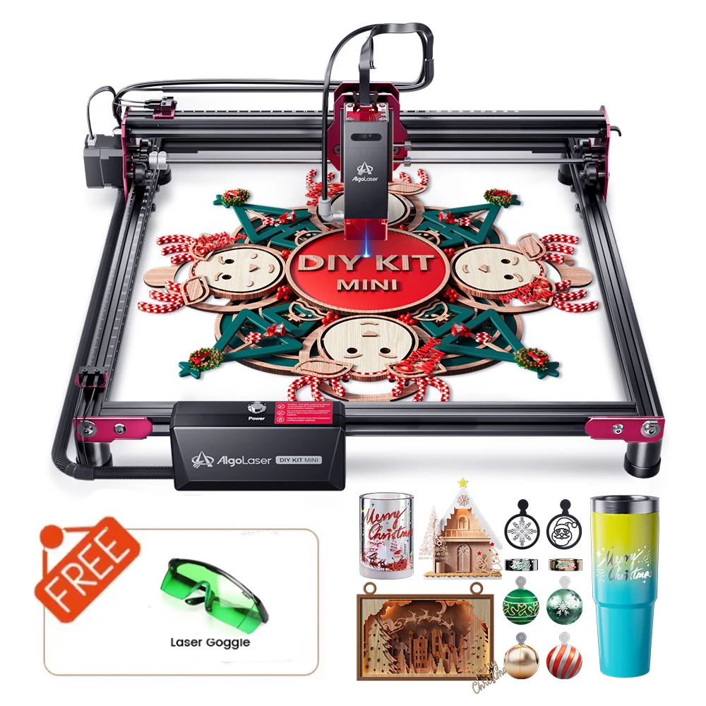 AlgoLaser Mini tragbarer Lasergravierer, 5 W, DIY lasergeschnittene Graviermaschine, graviertes Logo, Holz, bemaltes Metall, Acryl, Glas, Leder