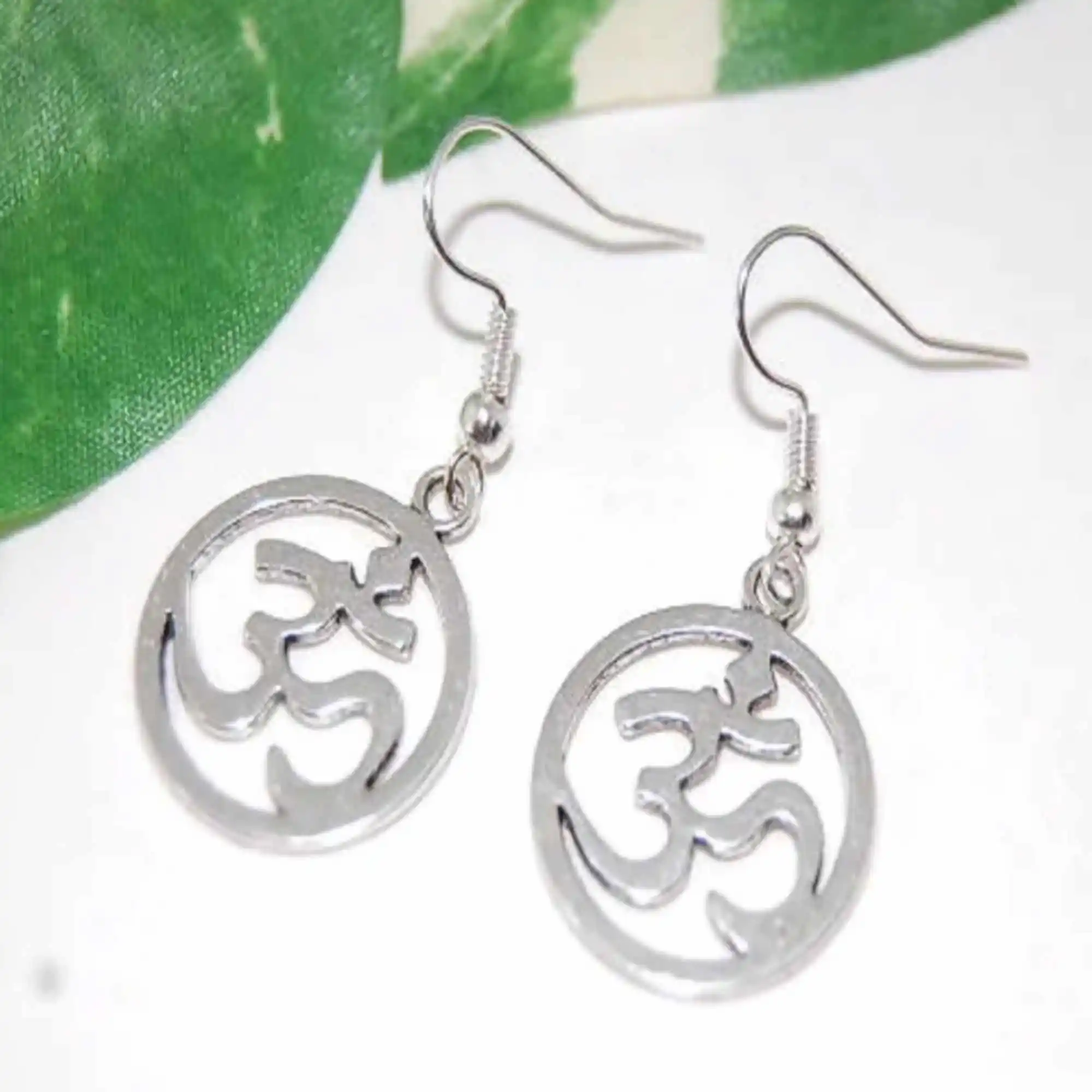 

Boximiya natural round 925 silver yoga om Dangle earrings VALENTINE'S DAY Halloween New Year FOOL'S DAY Accessories