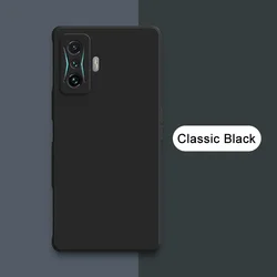 Square Liquid Silicone Full Protective Soft Fashion Phone Case Cover for Redmi K50 Gaming (Classic Black)