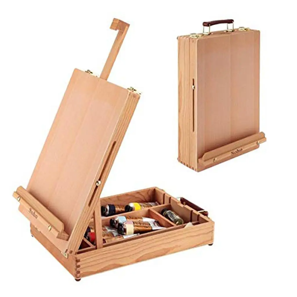 Portable Art Easel with Storage Adjustable Tabletop Wooden Painting Box for Artist Sketching and Drawing