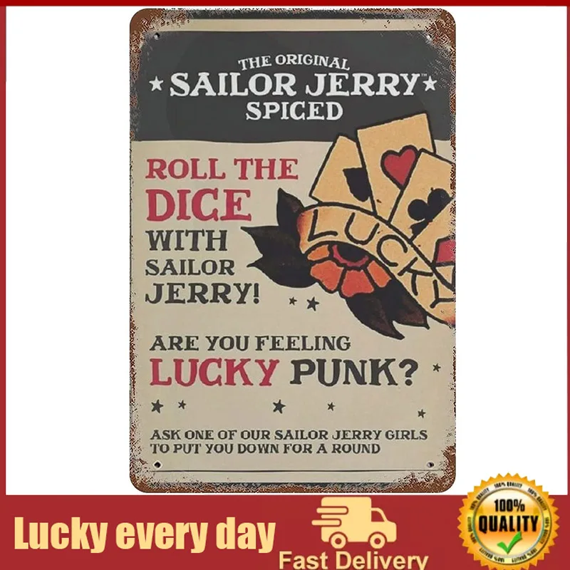 Sailor Jerry Spiced Tin Sign Retro Targa Home Bar Man Cave Wall Decor Vintage Metal Poster Wall Decor Home Decor