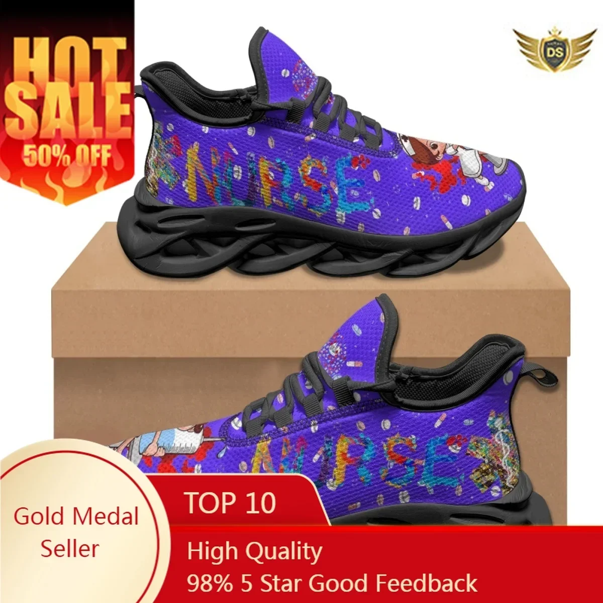 Nursing Sneakers For Women Cartoon Doctor Design Lace-up Flat Shoes Shock Absorption Lightweight Non-slip Basketball Shoes Gift