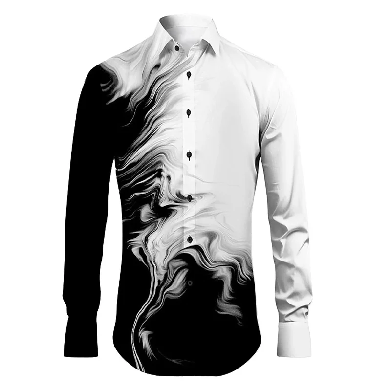 Men's shirt pattern shirt 3D printing plus size street daily long sleeved fashion street clothing fashion casual breathable