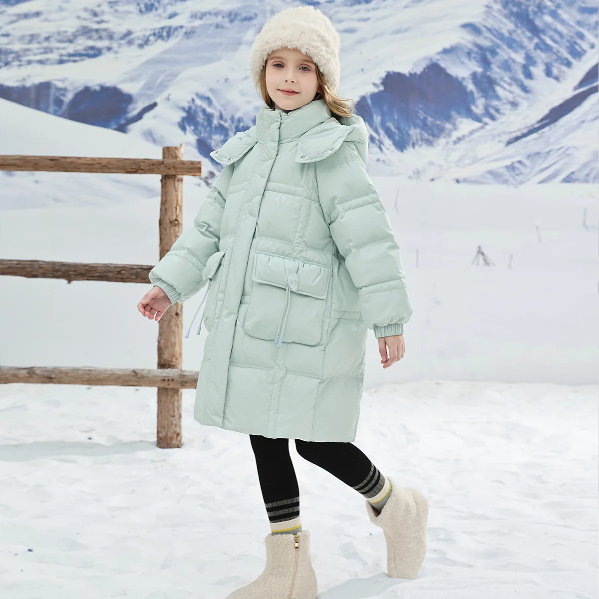 Winter New Printed Solid Color Thick Windproof and Warm Hoodie Long Fashion and Handsome Down Jacket for 4-14 Years