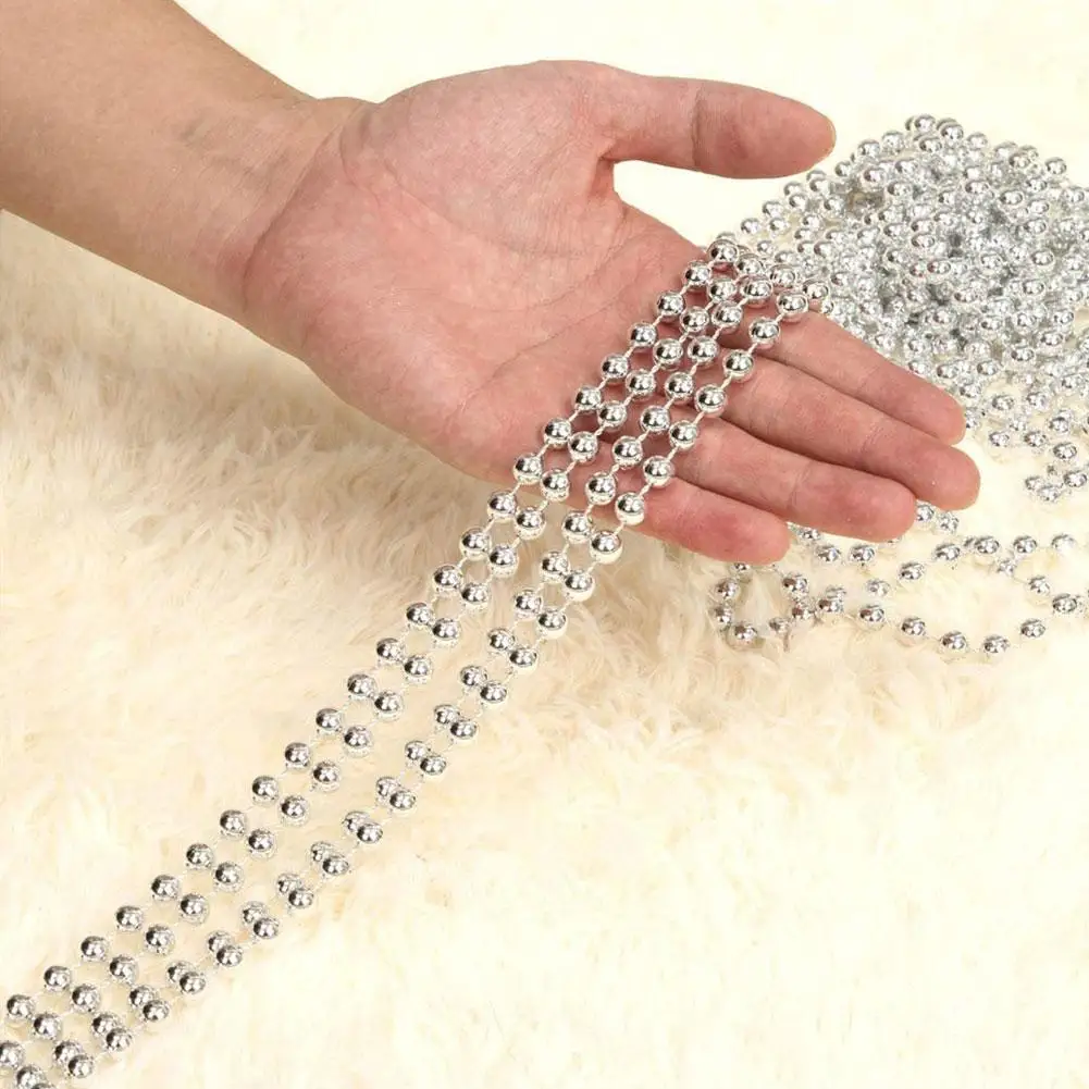 5meter Electroplated Wire Bead Chain 5mm Gold and Silver Round Bead Wedding Christmas Decoration Chain christmas decorations