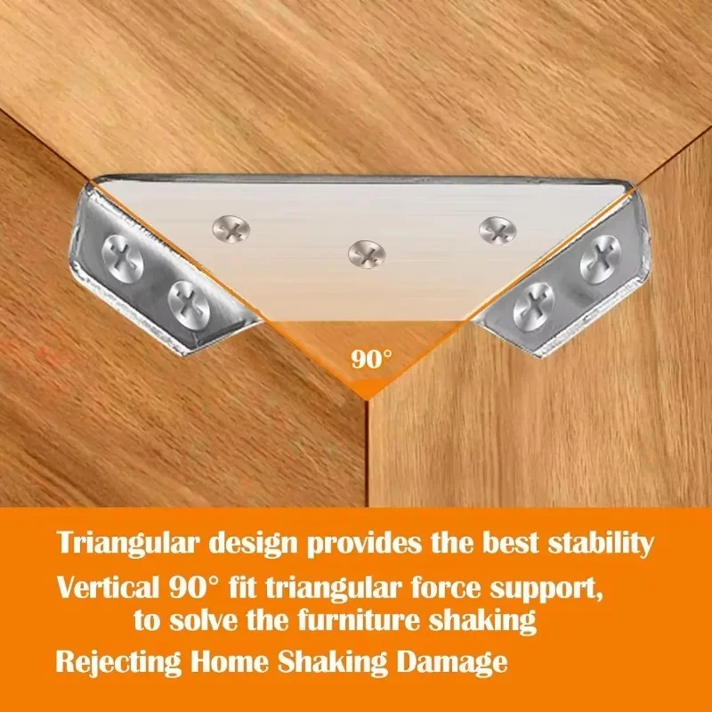 Universal Furniture Angle Connector Stainless Steel Corner Brackets Cabinet Angle Shelf Support Fixed Brace Kits Screw