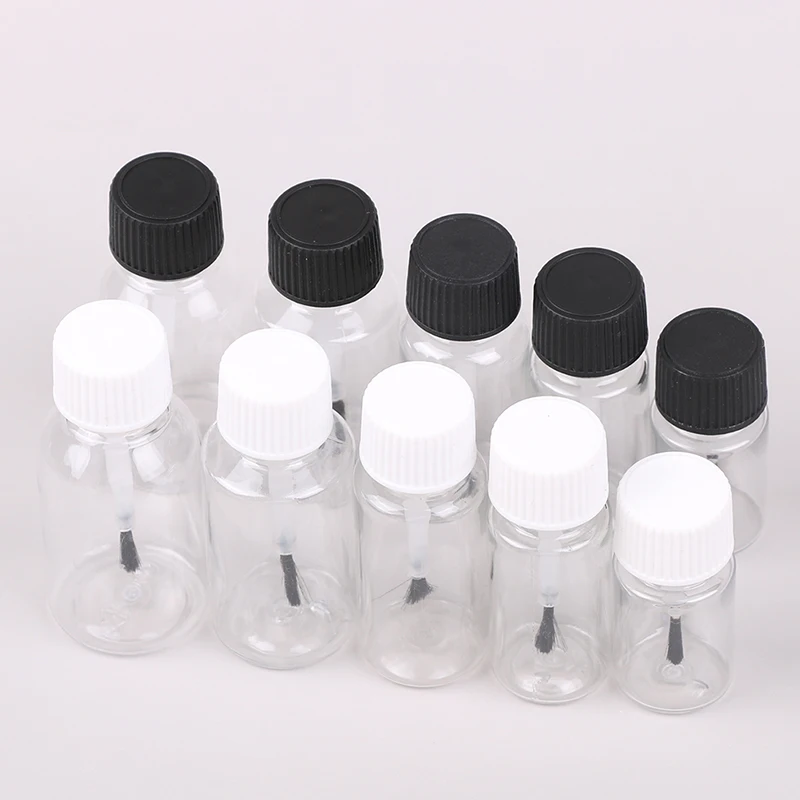 5ml 15ml 20ml 30ml Clear Plastic PET Sample Bottle Brush Cap Refillable Empty Nail Polish Bottles nail polish bottles