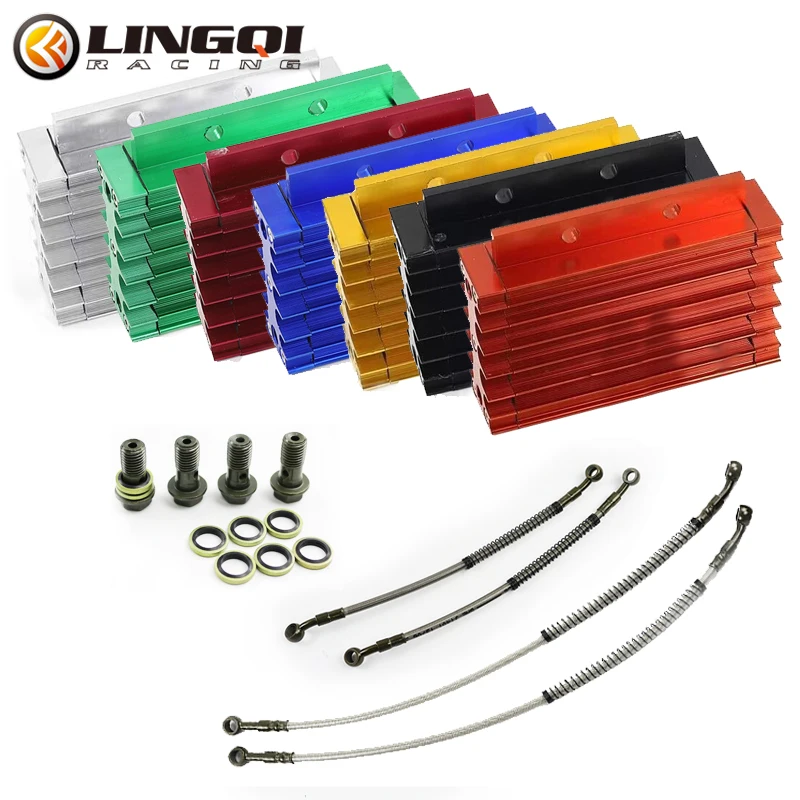 

LingQi Motorcycle Aluminum Modified Engine Oil Cooler Cooling Radiator Kit For 50cc 70cc 90cc 110cc 125cc Dirt Pit Bike ATV