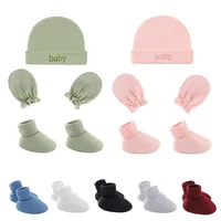 Newborn Hat+Gloves+Socks Set for Baby Boy&Girl Cotton Fall Casual Photography Props Soft Headwear Infant Nightcap Fashion 1