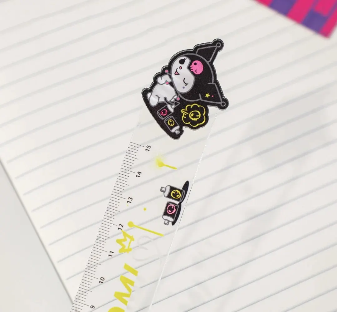 Acrylic Ruler Sanrio Graffiti Wind Turning Ruler Kuromi Multifunctional Acrylic Ruler Student Straightedge Cute Cartoon Plastic Rotary