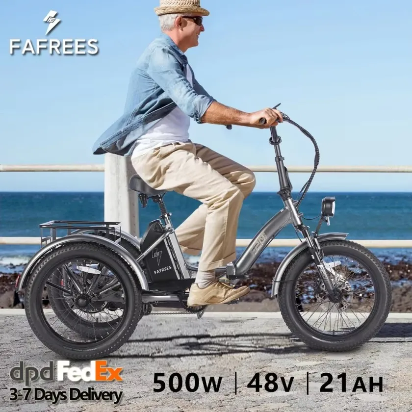 Fafrees F20 Mate Folding Electric Tricycle Adults 500W Cargo ebike with 48V 21Ah Removable Battery