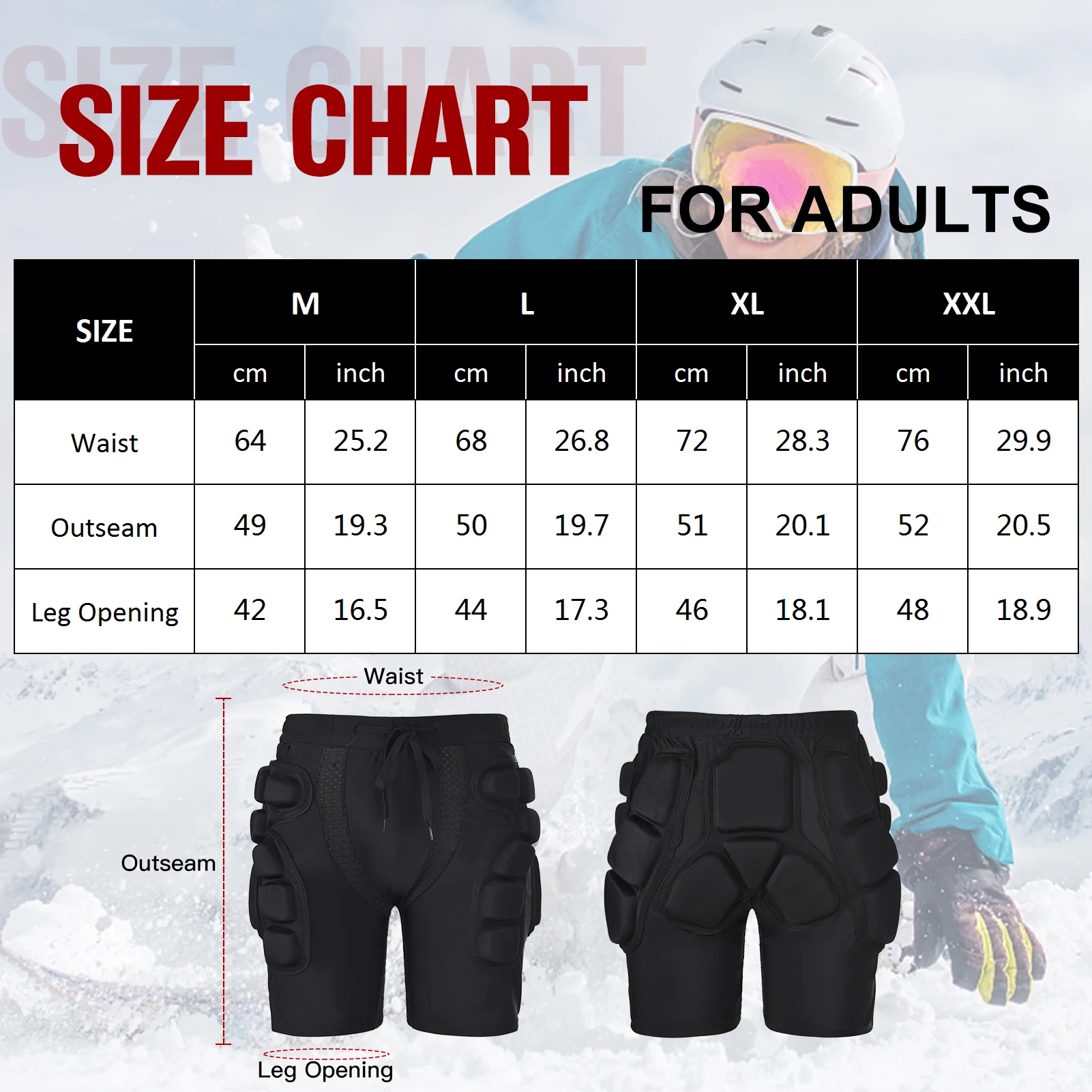 Snowboarding Protective Padded Shorts Lightweight Skiing Hip Protector Padded Short for Outdoor Skiing Skating