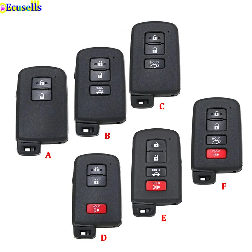 Car Key Shell 2/3/4 Button Smart Remote Fob for Toyota Avalon Camry RAV4 with Emergency Key
