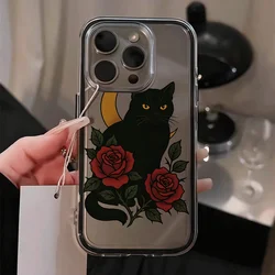Luxury Black Cat Rose Silicone Phone Case - Candy Bumper Design - Galaxy S23+ (HE - T3679)