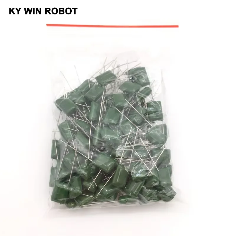 간격 2A104J 100V 0.1UF 100NF 폴리에스테르 커패시터 IC Arduino DIY용 전자 부품(100PCS/LOT)