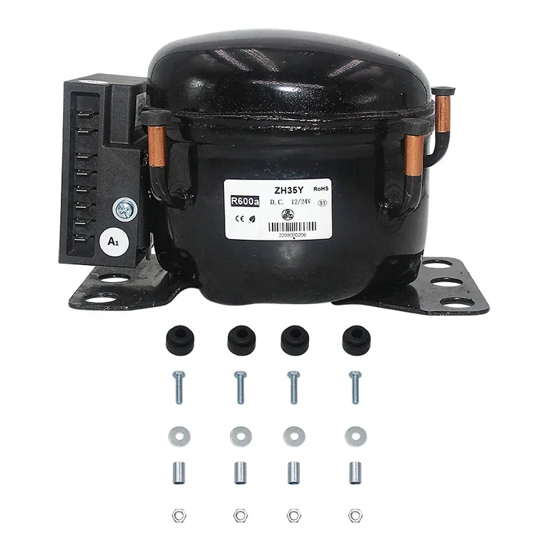 Compresseur d'air de réfrigération pour voiture 12V 24V DC, réfrigérateur-congélateur marin solaire QDZY35D R600A 1 Compresseur d'air de réfrigération pour voiture 12V 24V DC, réfrigérateur-congélateur marin solaire QDZY35D R600A 1