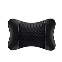 Leather Knitted Car Pillows Headrest Neck Rest Cushion Head Support Seat Accessories Auto Black Safety Pillow Universal Decor 2