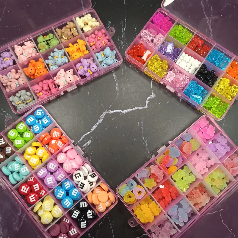 

Kawaii Accessories Nail Art Charms 3D Colorful Bear/Candy Nail Art Decorations Trendy Glitter Resin Jelly Gummy Manicure Decals