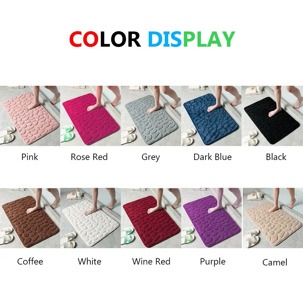 Household Cobblestone Embossed Bath Mat Water Absorption Non-slip Doormat Washable Floor Rug Carpets Bathroom Supply
