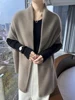 100% Merino Wool Shawl Women's Knitted Sleeveless Cardigan Autumn Winter Thick Warm Solid Color Cape Fashion Korean Loose Jacket 1