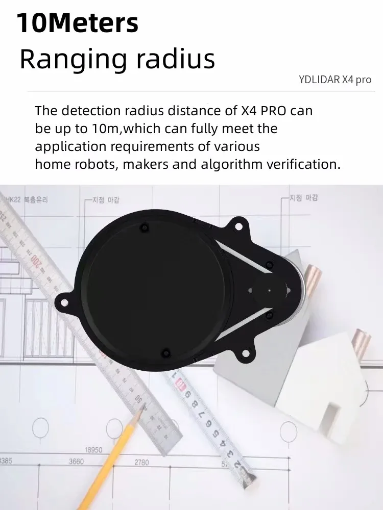 EAI Lidar YDLIDAR X4 PRO Range Distance 10 m Navigation & Obstacle Avoidance 360&deg; Scan Angle EAI X4PRO ROS Learning robot