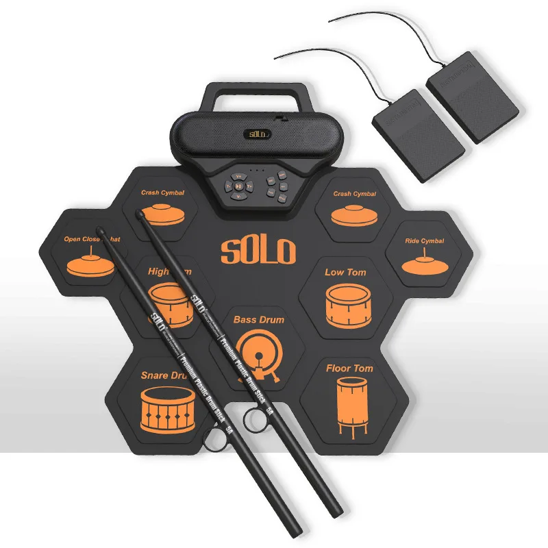 Electronic Drum Set Electronic Drum Pad Portable Colored Hand Rolled Pad for Adult Beginner Percussion Instrument