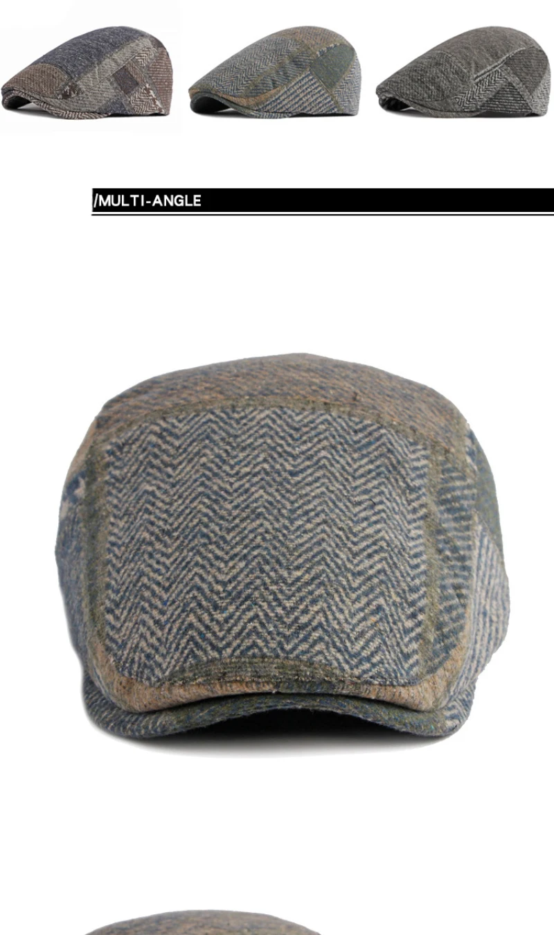 HT4091 Männer Frauen Baskenmütze Mütze Herbst Winter Hut für Männer Frauen Plaid Baskenmütze Hut Einstellbare Ivy Flache Kappe Künstler Hut Männlich Weiblich Berets – Detail 4