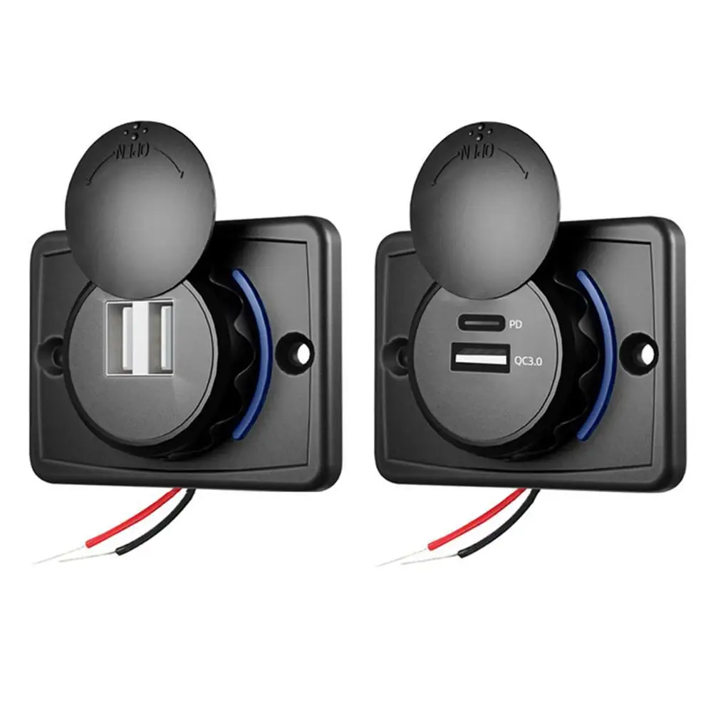 

Car Cigarette Lighter Socket 12V Power Adapter Dual USB Car Charger For Marine Motorcycle Boat RV Modification Charger