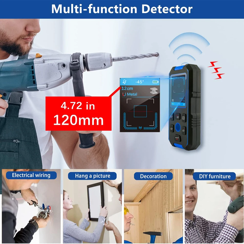 Noyafa NF-518 Metal Detector LCD Display Wall Scanner with Positioning Hole for AC Live Cable Wires Metal Wood Stud Find 3