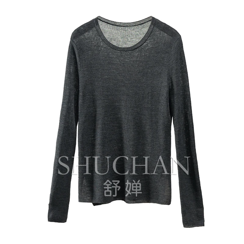 

SHUCHAN Long Sleeve Top Sweater Women Wool High Street Slim Thin (Summer) Autumn/Winter Sweaters Pullover