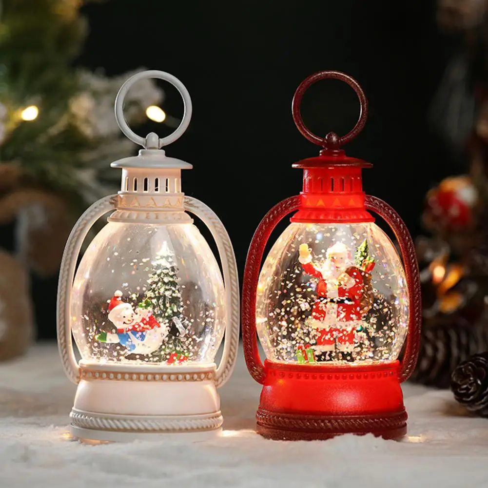 電池式クリスマスランタン、きらめくライト、きらびやかなサンタ